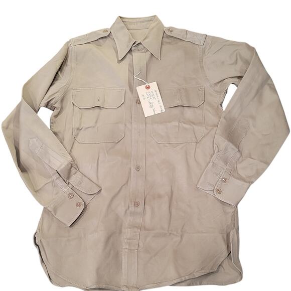 VTG U.S. Military Khaki Utility Shirt – G-0378, L/S, 14" Neck Exc. Condition - Picture 1 of 4